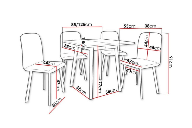 Narberth Matgrupp Svart/Grå - Möbler - Matplats - Matgrupp & matbord med stolar