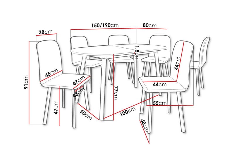 Narberth Matgrupp Svart/Grå/Beige/Adara 4 + Adara 3 - Möbler - Matplats - Matgrupp & matbord med stolar