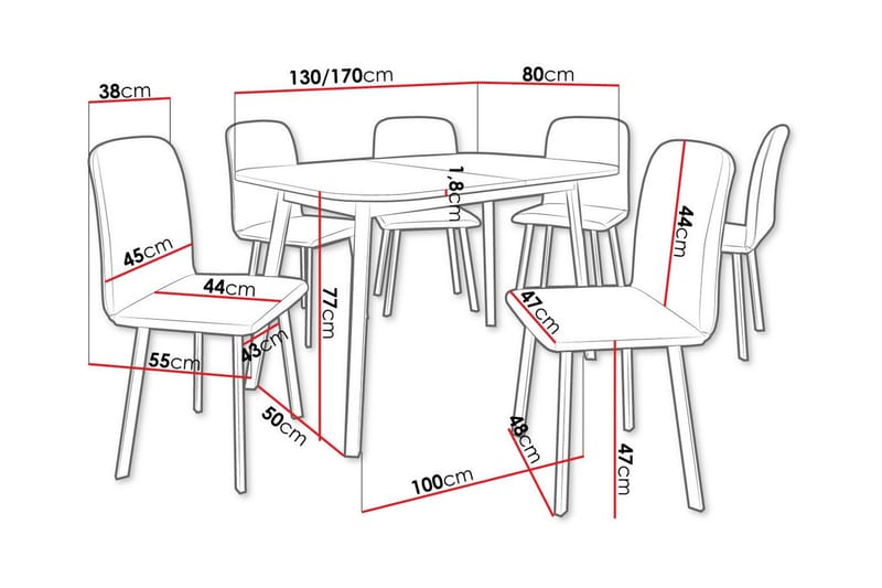 Narberth Matgrupp Svart/Vit - Möbler - Matplats - Matgrupp & matbord med stolar