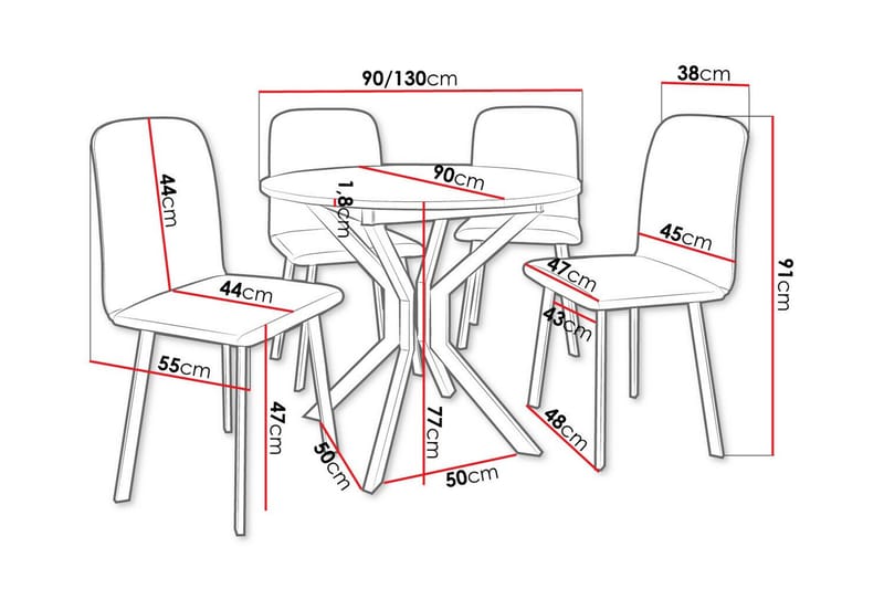 Narberth Matgrupp Svart/Vit - Möbler - Matplats - Matgrupp & matbord med stolar