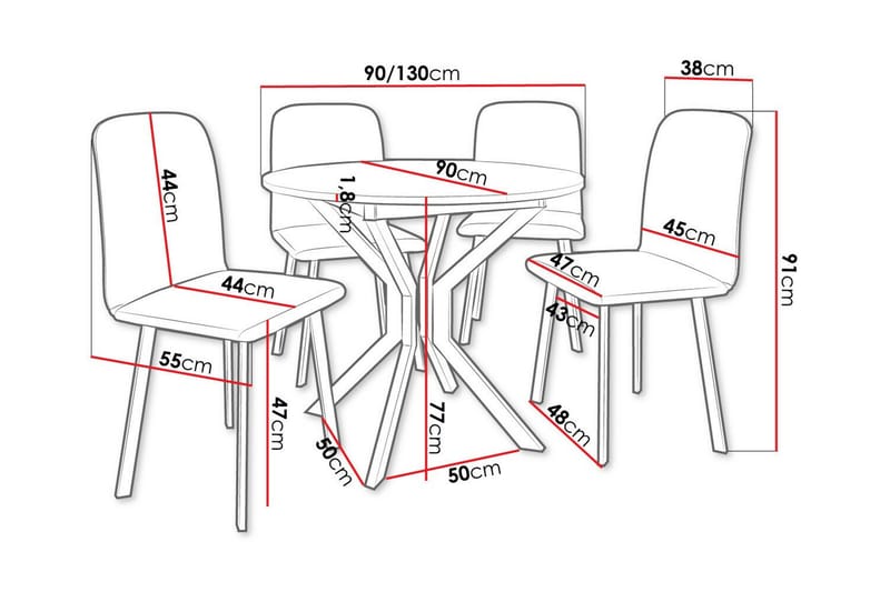 Narberth Matgrupp Svart/Vit - Möbler - Matplats - Matgrupp & matbord med stolar