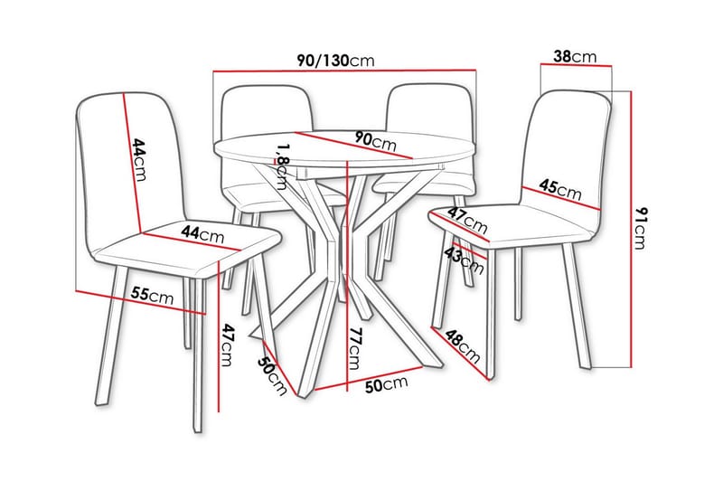 Narberth Matgrupp Svart/Vit - Möbler - Matplats - Matgrupp & matbord med stolar