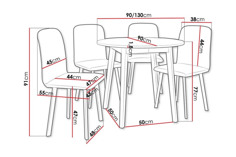 Narberth Matgrupp Svart/Vit - Möbler - Matplats - Matgrupp & matbord med stolar