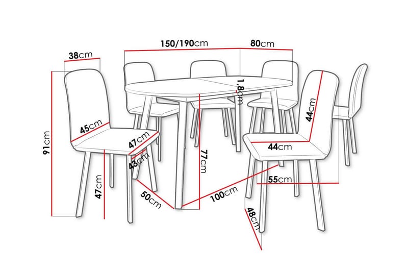 Narberth Matgrupp Svart/Vit - Möbler - Matplats - Matgrupp & matbord med stolar