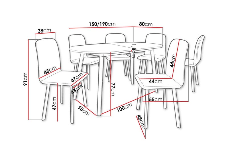 Narberth Matgrupp Svart/Vit - Möbler - Matplats - Matgrupp & matbord med stolar