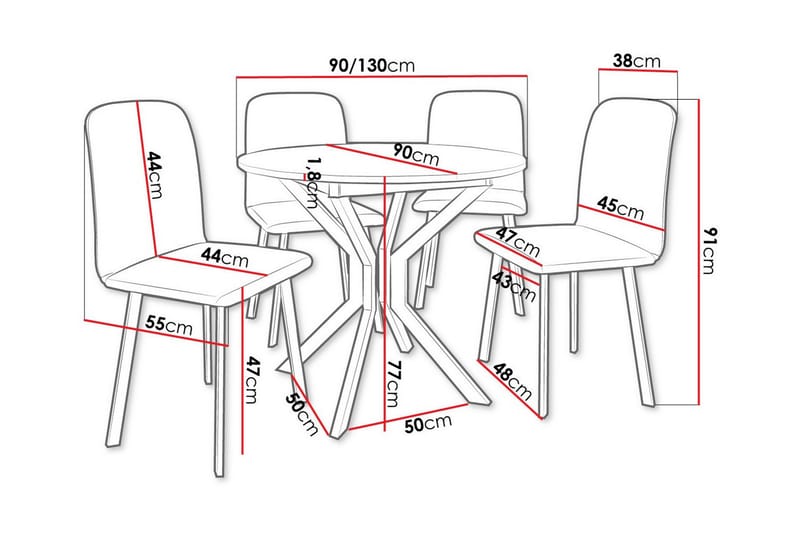 Narberth Matgrupp Vit/Grå/Mörkgrå/Svart - Möbler - Matplats - Matgrupp & matbord med stolar