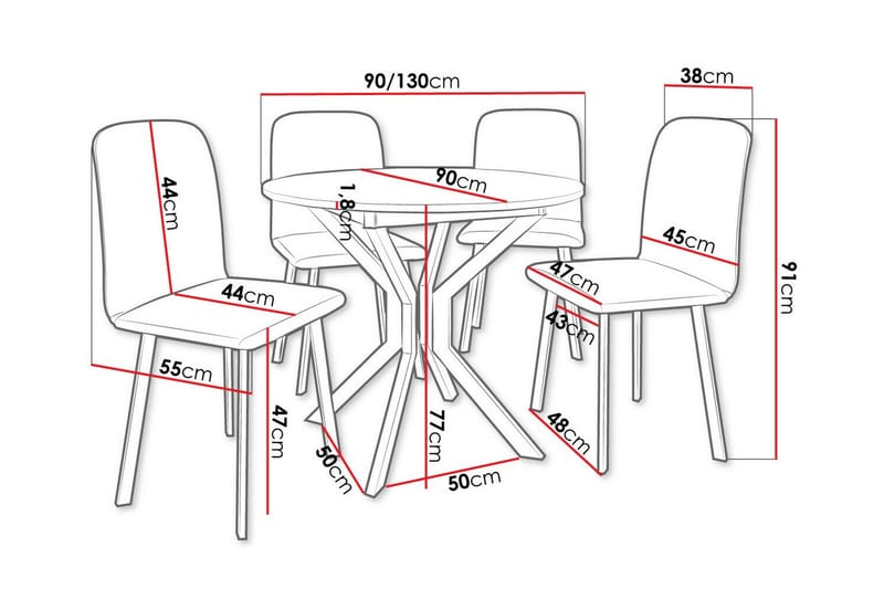 Narberth Matgrupp Vit/Grå/Mörkgrå/Svart - Möbler - Matplats - Matgrupp & matbord med stolar