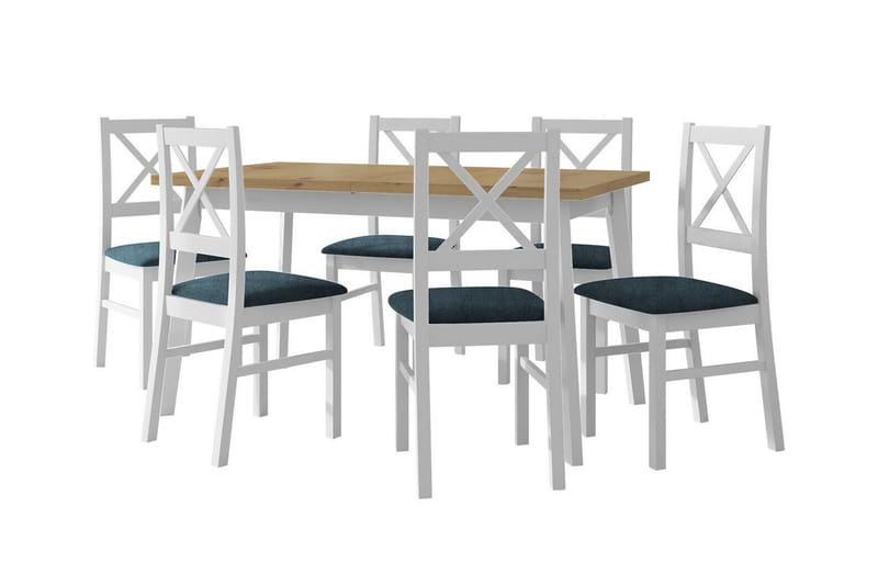 Patrickswell Matgrupp Vit/Blå/Brun - Matgrupp & matbord med stolar