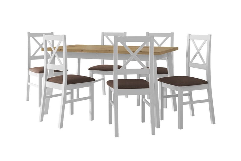 Patrickswell Matgrupp Vit/Brun - Matgrupp & matbord med stolar