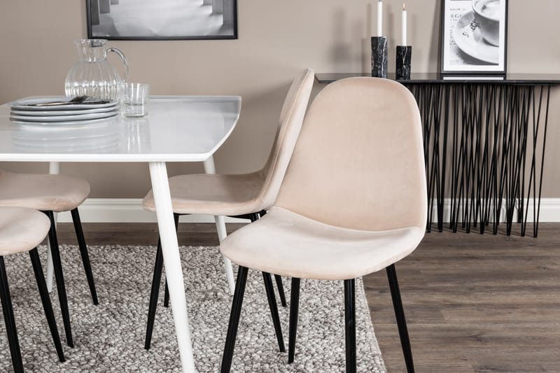 SOBRIDO Matbord 120 cm Vit + 4 PESO Stolar Svart/Beige - Möbler - Matplats - Matgrupp & matbord med stolar