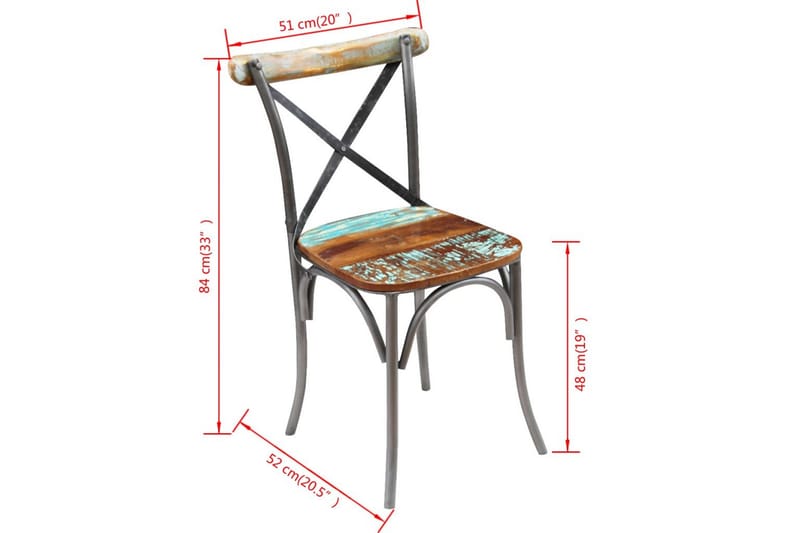 Matstolar 4 st massivt återvunnet trä - Flerfärgad - Möbler - Matplats - Matstol & köksstol