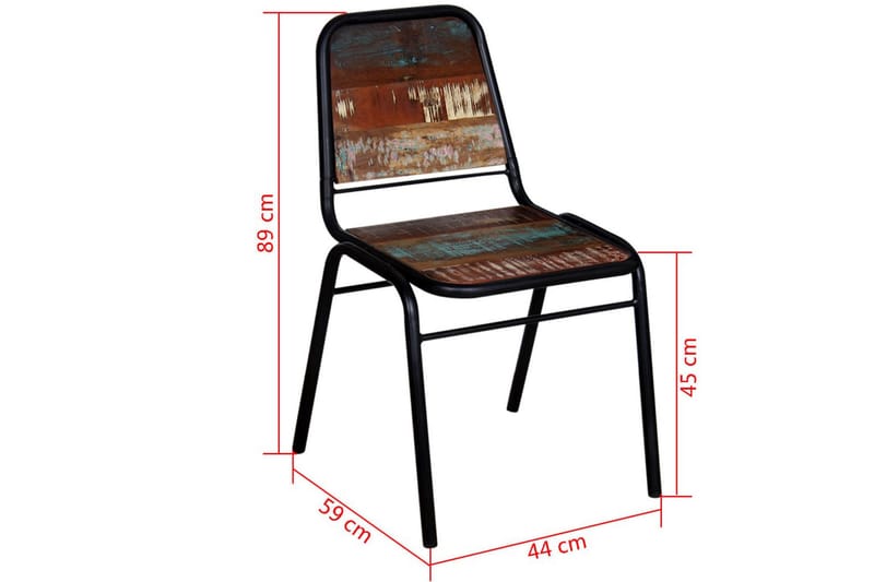 Matstolar 4 st massivt återvunnet trä - Flerfärgad - Möbler - Matplats - Matstol & köksstol