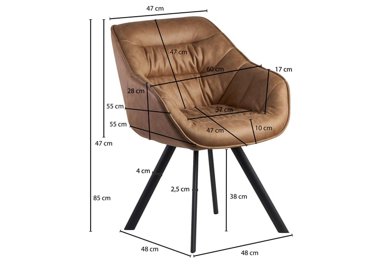 SENECA Karmstol med X-formade ben Ljusbrun/Svart - Möbler - Matplats - Matstol & köksstol