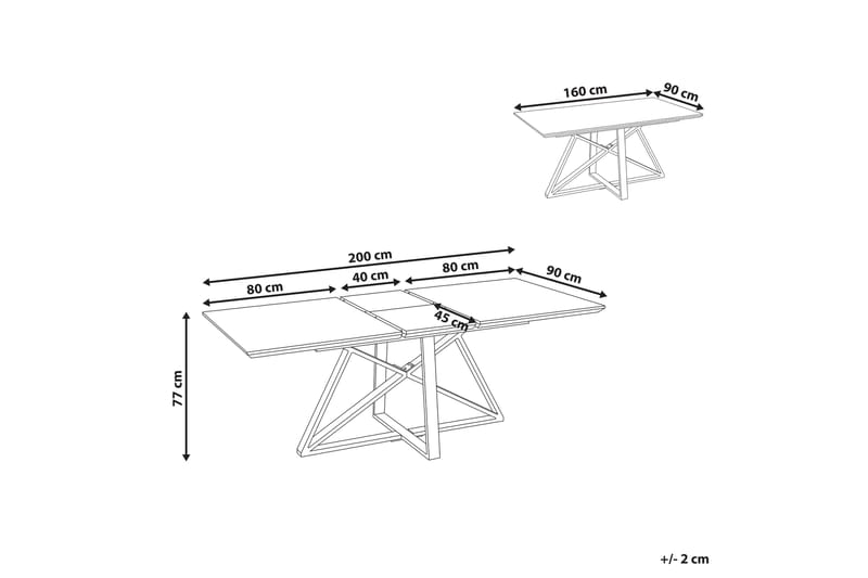 NETTUNO Matbord Förlängningsbart 160-200x90 cm Vit/Guld - Möbler - Matplats - Matbord & köksbord