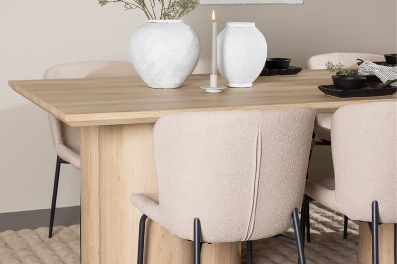 OLIVIA Matgrupp 210 cm Rektangulär Whitewash med 6 Modesto stolar Beige - Möbler - Matplats - Matgrupp & matbord med stolar