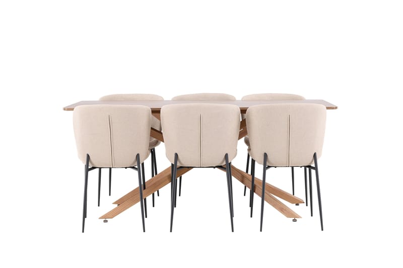 Piazza Matgrupp 180 cm Rektangulär med 6 Modesto stolar - Mocca/Beige - Möbler - Matplats - Matgrupp & matbord med stolar