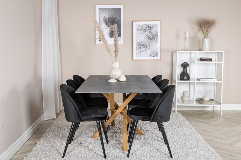 Piazza Matgrupp 180 cm Rektangulär med 6 Velvet Stolar - Möbler - Matplats - Matgrupp & matbord med stolar