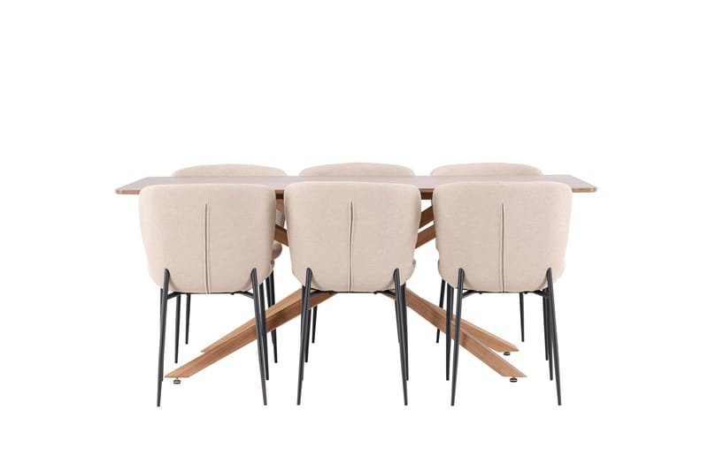 PIAZZA Matgrupp 180 cm Rektangulär Mocca med 6 Modesto stolar Beige - Möbler - Matplats - Matgrupp & matbord med stolar