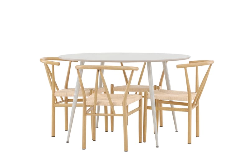 PLAZA Matgrupp 120 cm Rund Beige med 4 Alfons stolar Beige - Möbler - Matplats - Matgrupp & matbord med stolar