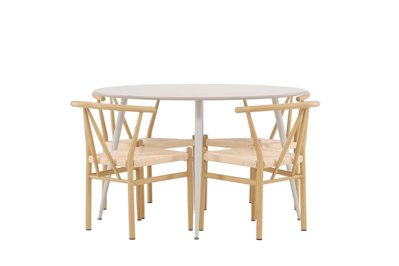 Plaza Matgrupp 120 cm Rund med 4 Alfons stolar - Beige/Beige - Möbler - Matplats - Matgrupp & matbord med stolar