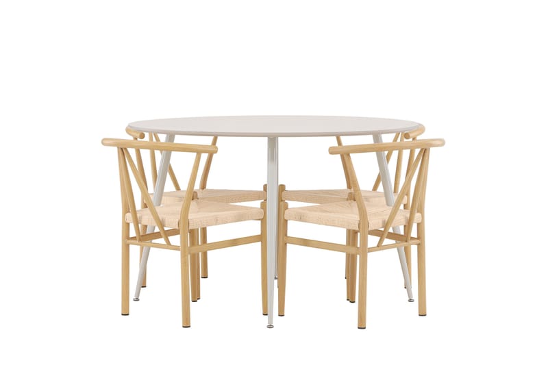 Plaza Matgrupp 120 cm Rund med 4 Alfons stolar - Beige/Beige - Möbler - Matplats - Matgrupp & matbord med stolar