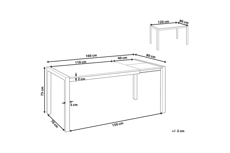 RENTON Matbord Förlängningsbart 120-160x80 cm Svart - Möbler - Matplats - Matbord & köksbord