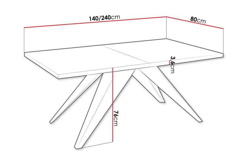 Vento Matbord 240 cm - Svart - Möbler - Matplats - Matbord & köksbord