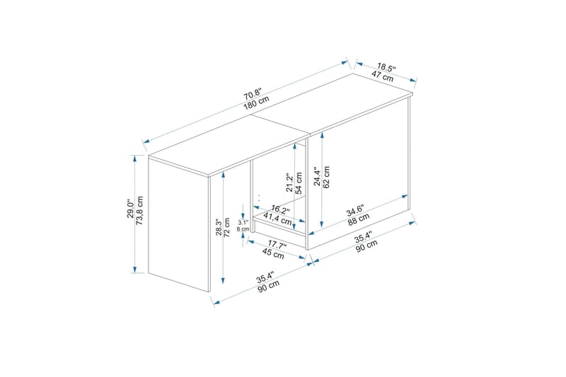 Akser Skrivbord 47x180 cm Brun/Antracit - Möbler - Hemmakontor - Skrivbord