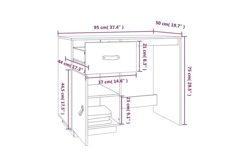 beBasic Skrivbord 95x50x75 cm massiv furu - Möbler - Hemmakontor - Skrivbord