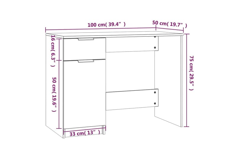 beBasic Skrivbord betonggrå 100x50x75 cm konstruerat trä - Möbler - Hemmakontor - Skrivbord