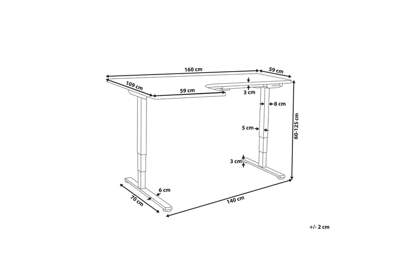 Bina Skrivbord 109x160 cm - Svart/Vit - Möbler - Hemmakontor - Skrivbord