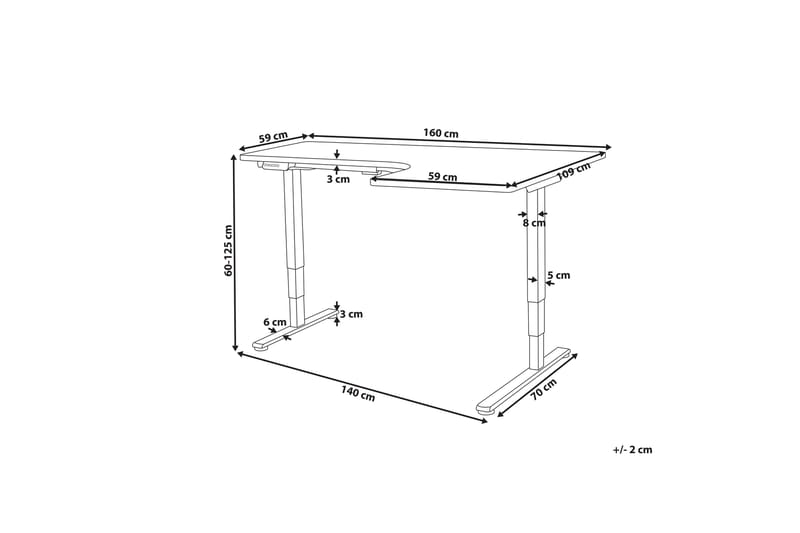 Bina Skrivbord 109x160 cm - Svart/Vit - Möbler - Hemmakontor - Skrivbord