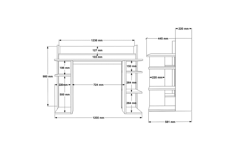 Ezzo Skrivbord 58,1x123,6 cm Vit - Möbler - Hemmakontor - Skrivbord