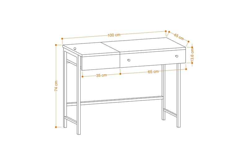 GWENY Skrivbord 45x100 cm Ek/Svart - Möbler - Hemmakontor - Skrivbord