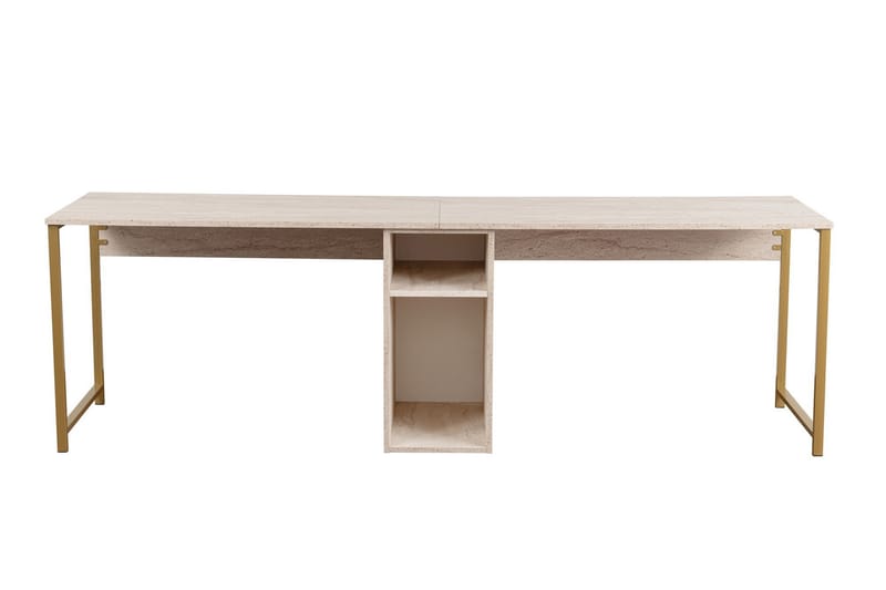 Hu Skrivbord 60x240 cm Beige/Guld - Möbler - Hemmakontor - Skrivbord