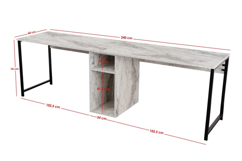 Hu Skrivbord 60x240 cm Svart - Möbler - Hemmakontor - Skrivbord