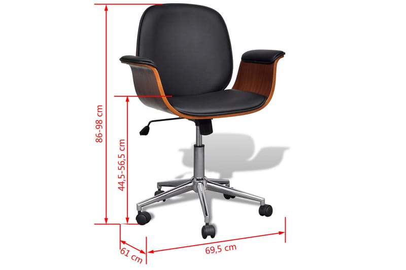 Fåtölj böjträ och konstläder - Svart - Möbler - Hemmakontor - Kontorsstol