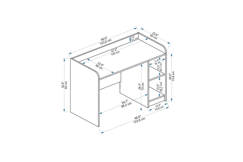 Luses Skrivbord 23,6x123,6 cm Brun/Beige - Möbler - Hemmakontor - Skrivbord