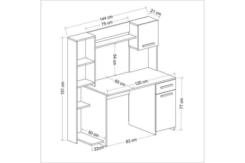 NAGDA Skrivbord 60x120 cm Vit - Möbler - Hemmakontor - Skrivbord