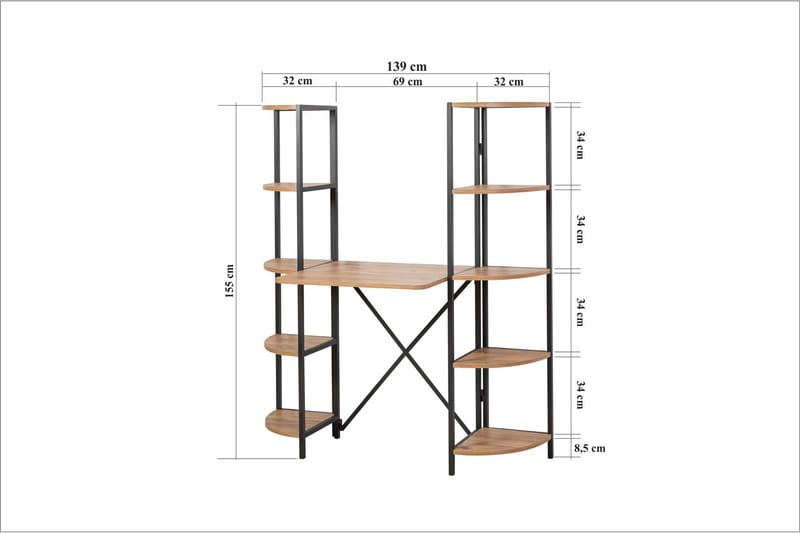 Aura Skrivbord 139 cm Brun/Svart - Möbler - Hemmakontor - Skrivbord