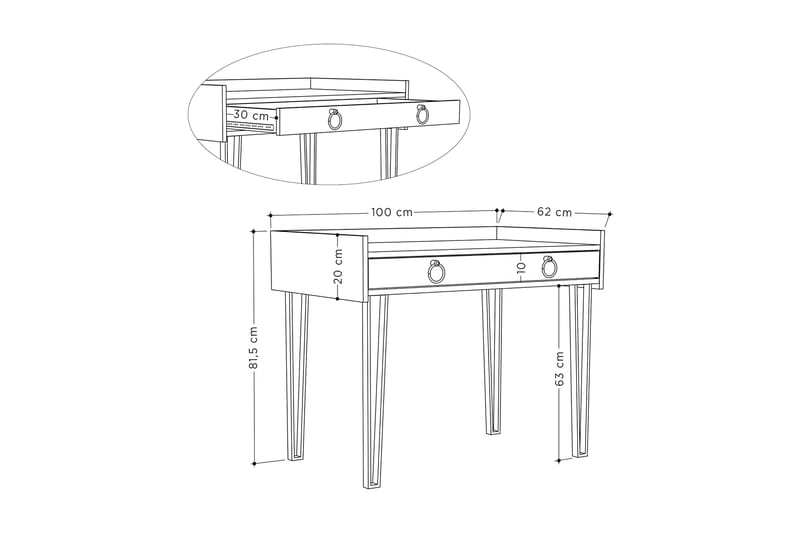 BALDERUM Skrivbord 100 cm med Förvaring Låda Vit/Svart - Möbler - Hemmakontor - Skrivbord