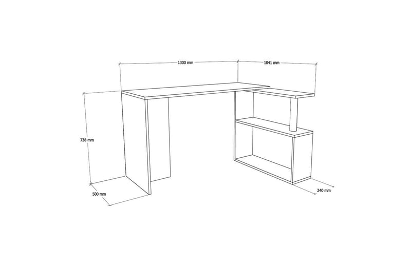 BODEHYLTAN Skrivbord 130 cm med Förvaring 2 Hyllor Mörkbrun - Ljusbrun - Möbler - Hemmakontor - Skrivbord