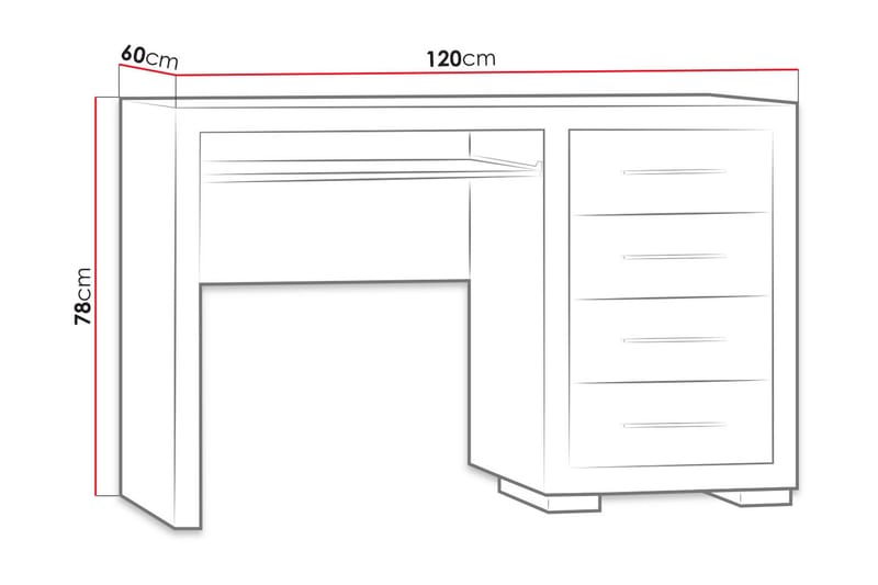 CHELES Skrivbord 120 cm med Förvaring 4 Lådor Ekfärg/Brun - Brun - Möbler - Hemmakontor - Skrivbord