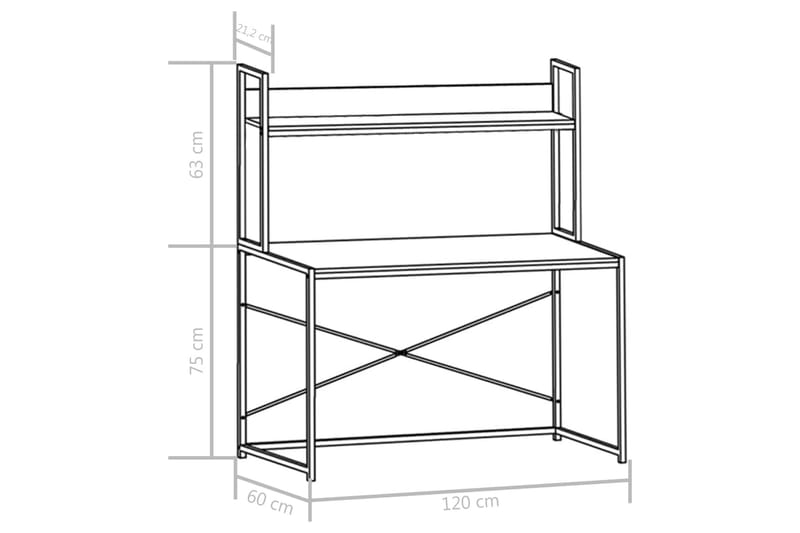 Datorbord svart och ek 120x60x138 cm - Svart - Möbler - Hemmakontor - Skrivbord