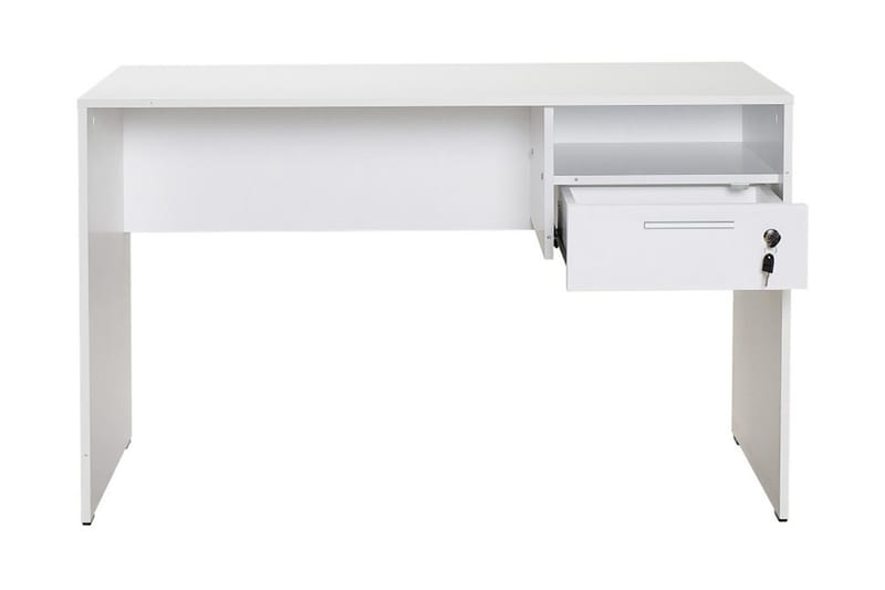 DUMELE Skrivbord 120 cm med Förvaring Hyllor + Låsbar Låda V - Möbler - Hemmakontor - Skrivbord