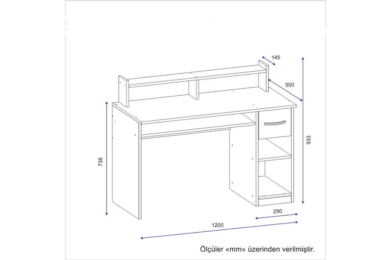 EYMIR Skrivbord 120 cm med Förvaring Låda + Hyllor Antracit - Gamingbord & datorbord - Skrivbord - Bord