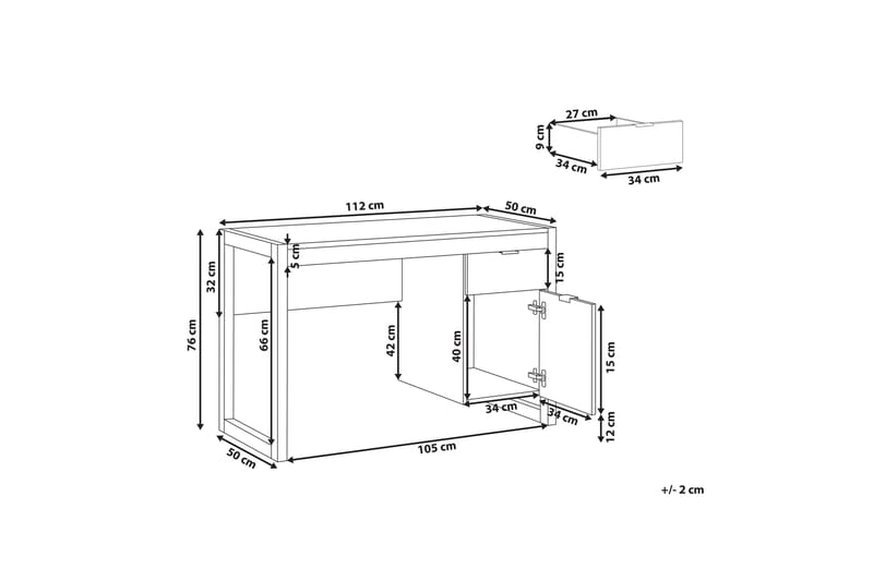 FRONZOLA Skrivbord 110 cm med Förvaring Vit/Ljust Trä - Möbler - Hemmakontor - Skrivbord