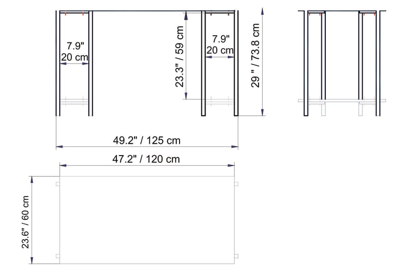 GETTRABO Skrivbord 125 cm m Förvaring 2 Hyllor Marmormönster - Grå - Möbler - Hemmakontor - Skrivbord