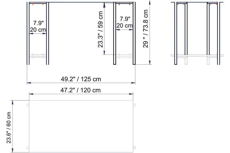 GETTRABO Skrivbord 125 cm med Förvaring 2 Hyllor Vit - Vit - Möbler - Hemmakontor - Skrivbord