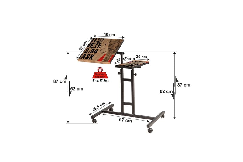 GIRLENE Ståskrivbord 67 cm Trä/natur/Svart - Trä/Natur/Svart - Möbler - Hemmakontor - Skrivbord